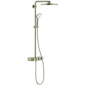 Grohe shower system 26507EN0 brushed nickel, with surface-mounted thermostat, swiveling shower arm 45cm