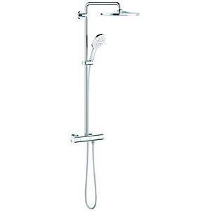 Grohe Rainshower shower system 26647LS0 moon white, with surface-mounted thermostat, shower arm 45cm swiveling