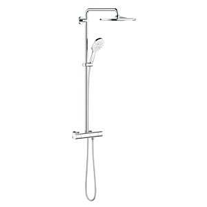 Grohe Rainshower shower system 26648LS0 moon white, with surface-mounted thermostat, swiveling shower arm 45cm