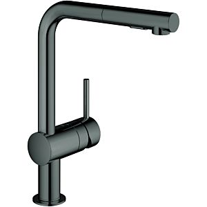 Grohe Minta single-lever sink mixer 30274A00 hard graphite, pull-out dual spray, L-spout