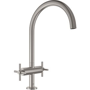 Grohe Atrio 2-handle sink mixer 30362DC0 supersteel, with C-spout with mousseur
