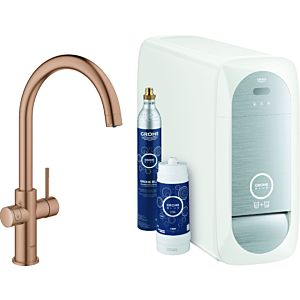 Grohe Blue Home single lever sink mixer 31455DL1 warm sunset brushed, C-spout starter kit