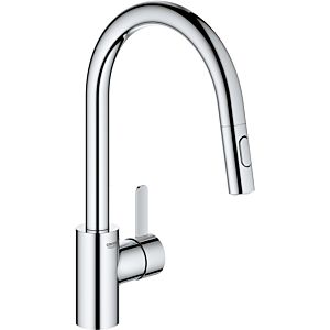 Grohe Eurostyle Cosmopolitan single-lever sink mixer 31481001 chrome, swiveling pipe spout, pull-out dual shower head