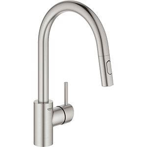 Grohe Concetto single-lever sink mixer 31483DC2 supersteel, swiveling pipe spout, pull-out dual shower head