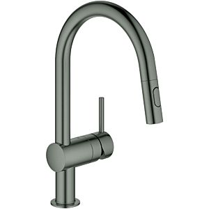 Grohe Minta single-lever sink mixer 32321AL2 brushed hard graphite, pull-out dual spray, C spout