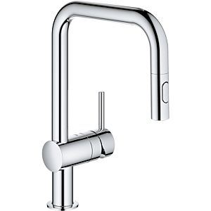Grohe Minta single-lever sink mixer 32322002 chrome, pull-out dual spray, U-spout