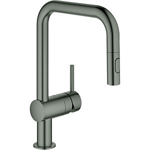 Grohe Minta single-lever sink mixer 32322AL2 brushed hard graphite, pull-out dual spray, U-spout