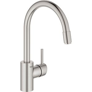 Grohe Concetto single-lever sink mixer 32663DC3 supersteel, swiveling pipe spout, internal water flow