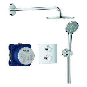 Grohe concealed shower system 34734000 chrome, with concealed thermostat, shower arm 42.2cm