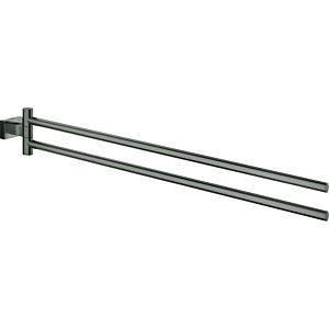Grohe Essentials Cube towel rail 40624AL1 brushed hard graphite, 2 arms, 43.9 cm, swiveling, concealed fastening