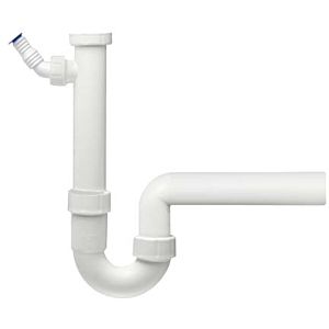 HAAS sink siphon 2910 DN 40, 1 1/2&quot;, with device connection, polypropylene, white