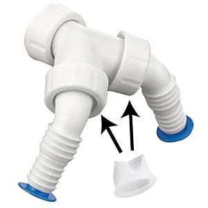 HAAS combination double hose nozzle 2913 37 mm, 1&quot;, polypropylene, white, with backflow preventer