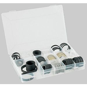 HAAS Oha seal assortment 7307 125 pieces, 270x180x42mm, for plastic / metal siphons, transparent