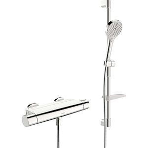 Hansa Hansaoptima shower system 481303310009 with thermostat, wall mounting, pressure-independent rotary diverter, chrome