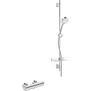 Hansa Hansamicra rénovation 48150171 avec barre de douche 92 cm, en saillie, thermostat de douche, chrome