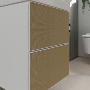 hansgrohe Xevolos E meuble sous-vasque 54172390 480x555x475mm, pour lave-mains , 2 tiroirs, blanc mat, structure en bronze