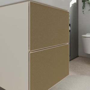 hansgrohe Xevolos E meuble sous-vasque 54173390 480x555x475mm, pour lave-mains , 2 tiroirs, beige sable mat, structure bronze