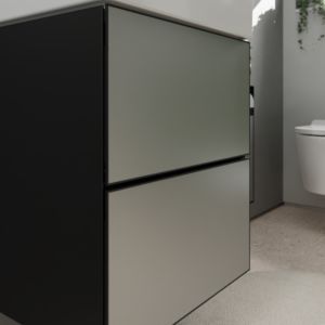 hansgrohe Xevolos E vanity unit 54174770 480x555x475mm, for hand washbasin, 2 drawers, slate gray matt, slate gray metallic