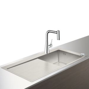 Hansgrohe Select C71-F450-02 sink combination 43208800 stainless steel look, with sBox, drainer