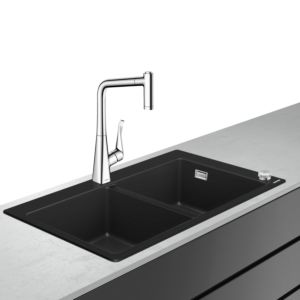 hansgrohe Select sink combination 43216000 880 x 510 mm, with sBox, 2 main bowls, chrome