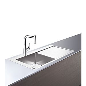 hansgrohe Select sink combination 43229000 1045 x 510 mm, 1 main bowl on the left, drainer, chrome