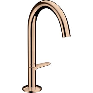 hansgrohe Axor One wash basin mixer 48020300 projection 140mm, with push-open waste set, polished red gold