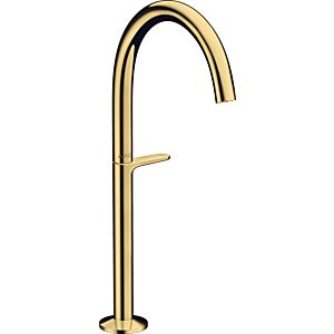 hansgrohe Axor One wash basin mixer 48030990 projection 165mm, for countertop wash basins, with push-open waste set, polished gold optic