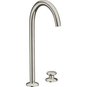 hansgrohe Axor One 2-hole wash basin mixer 48060800 projection 165mm, with push-open waste set, stainless steel look