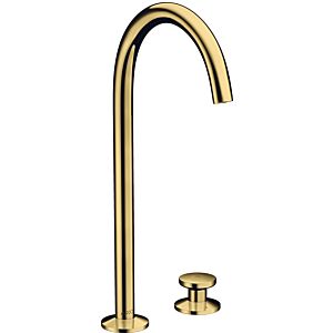 hansgrohe Axor One 2-hole basin mixer 48060990 projection 165mm, with push-open waste set, polished gold optic