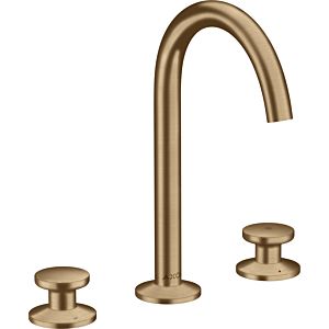 hansgrohe Axor One 3-hole basin mixer 48070140 projection 140mm, with push-open waste set, brushed bronze