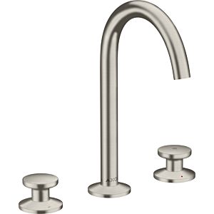 hansgrohe Axor One 3-hole wash basin mixer 48070800 projection 140mm, with push-open waste set, stainless steel look