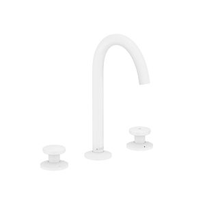 hansgrohe Axor One 3-hole basin mixer 48070700 projection 140mm, with push-open waste set, matt white