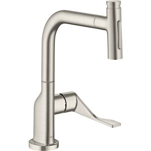 hansgrohe Select single-lever sink mixer 39863800 with pull-out spray, Stainless Steel