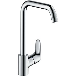 hansgrohe Focus E² kitchen mixer 31820800 swiveling spout, Stainless Steel optics