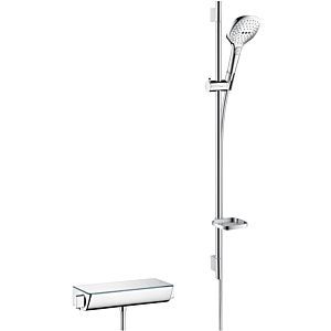 hansgrohe Brauseset Ecostat Select 27039400  E 120 Combi, weiß/chrom, 90 cm, DN 15, Thermostat