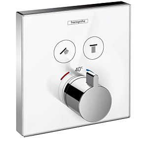 hansgrohe ShowerSelect thermostat de douche 15738400 thermostat encastré, 2 consommateurs, blanc chromé