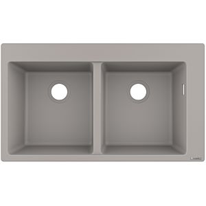 hansgrohe sink 43316380 880 x 510 mm, 2 main basins, pre-defined tap holes, concrete gray