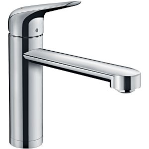 hansgrohe Focus kitchen faucet 71807000 swivel spout 360°, installation in front of window, chrome