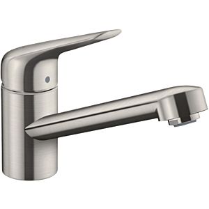 hansgrohe Focus M42 kitchen faucet 100 1jet 71808800 swivel spout 360°, stainless steel look