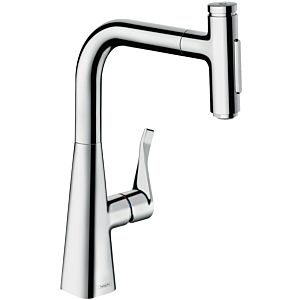 hansgrohe Metris Select kitchen mixer 73817000 with pull-out spray, 2jet, sBox, chrome