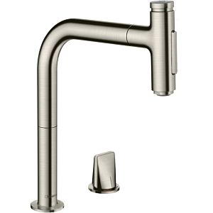 hansgrohe Metris Select 801 hole kitchen mixer 73818800 stainless steel look, 2jet, pull-out spray
