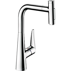 hansgrohe Metris Select kitchen mixer 73867000 with pull-out spray, 2jet, sBox, chrome