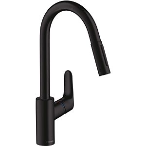 hansgrohe Focus M41 kitchen faucet 240 31815670 with pull-out spray, 2jet, matt black