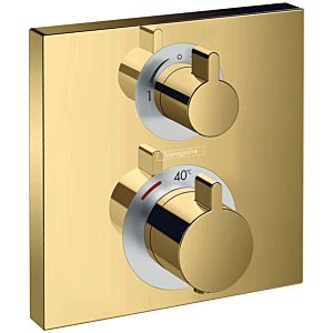 hansgrohe Ecostat Square trim set 15714990 thermostat, 2 consumers, flush-mounted, polished gold optic