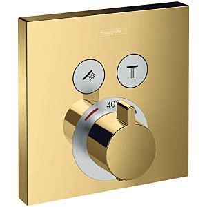 hansgrohe ShowerSelect trim set 15763990 concealed thermostat, for 2 consumers, polished gold optic