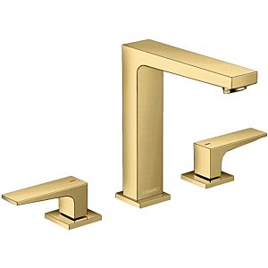 hansgrohe Metropol 3-hole basin mixer 32515990 projection 152 mm, push-open waste set, polished gold optic