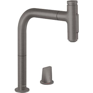 hansgrohe Metris Select 801 hole kitchen mixer 73818340 brushed black, 2jet, pull-out spray