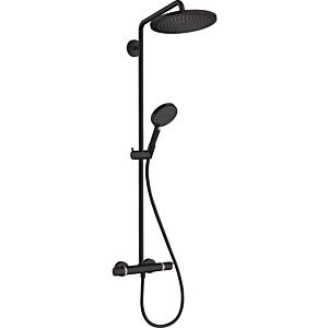 hansgrohe Croma Select S Showerpipe 26890670 with thermostat and hand shower, matt black