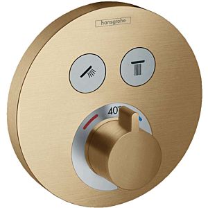 hansgrohe ShowerSelect trim set 15743140 concealed thermostat, 2 outlets, brushed bronze