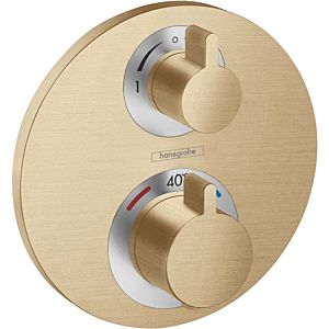 hansgrohe Ecostat S Fertigmontageset 15758140 UP-Thermostat, für 2 Verbraucher, brushed bronze
